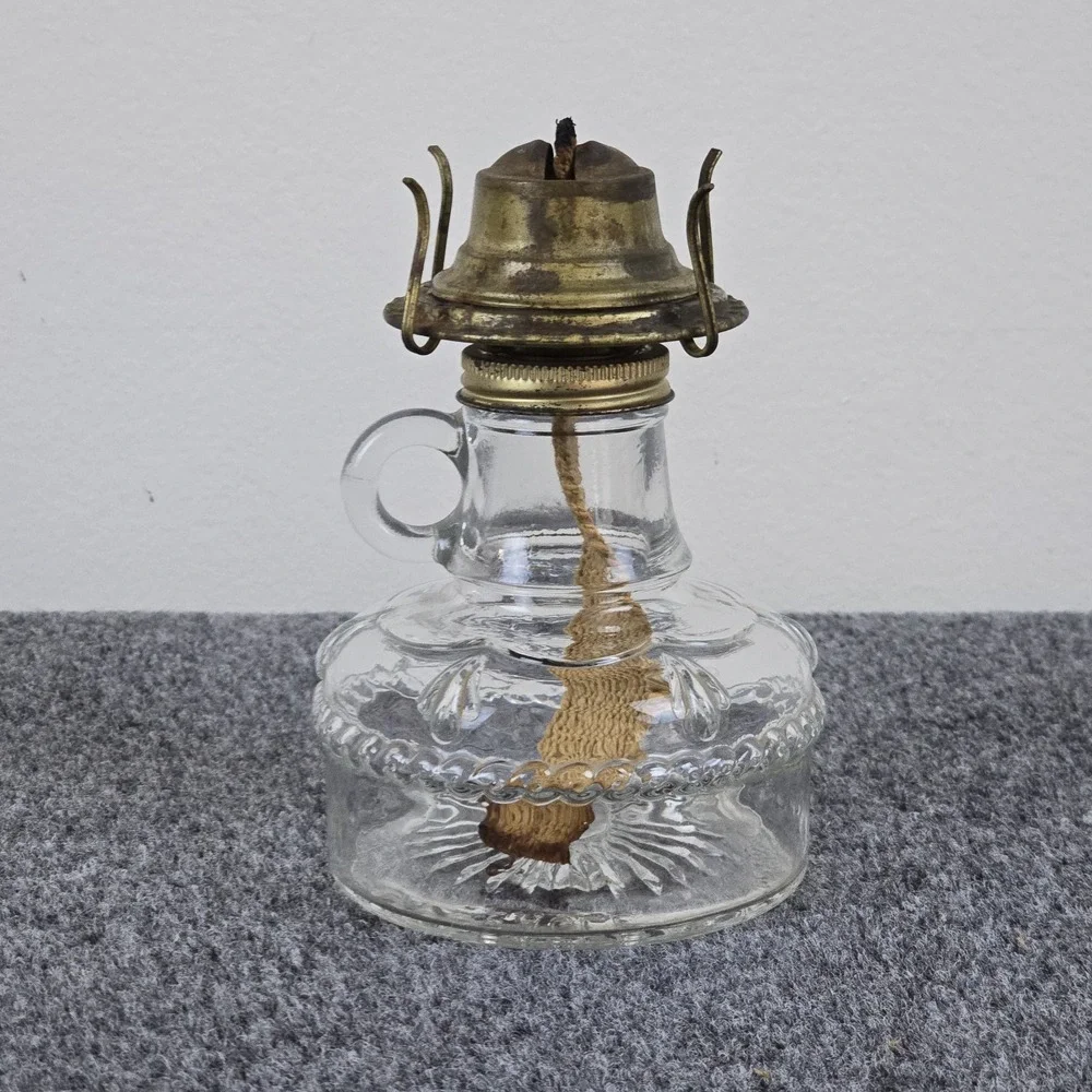 Vintage Eagle Mini Oil Lamp Clear Pressed Glass Kerosene‎ Lamp Made in USA 6